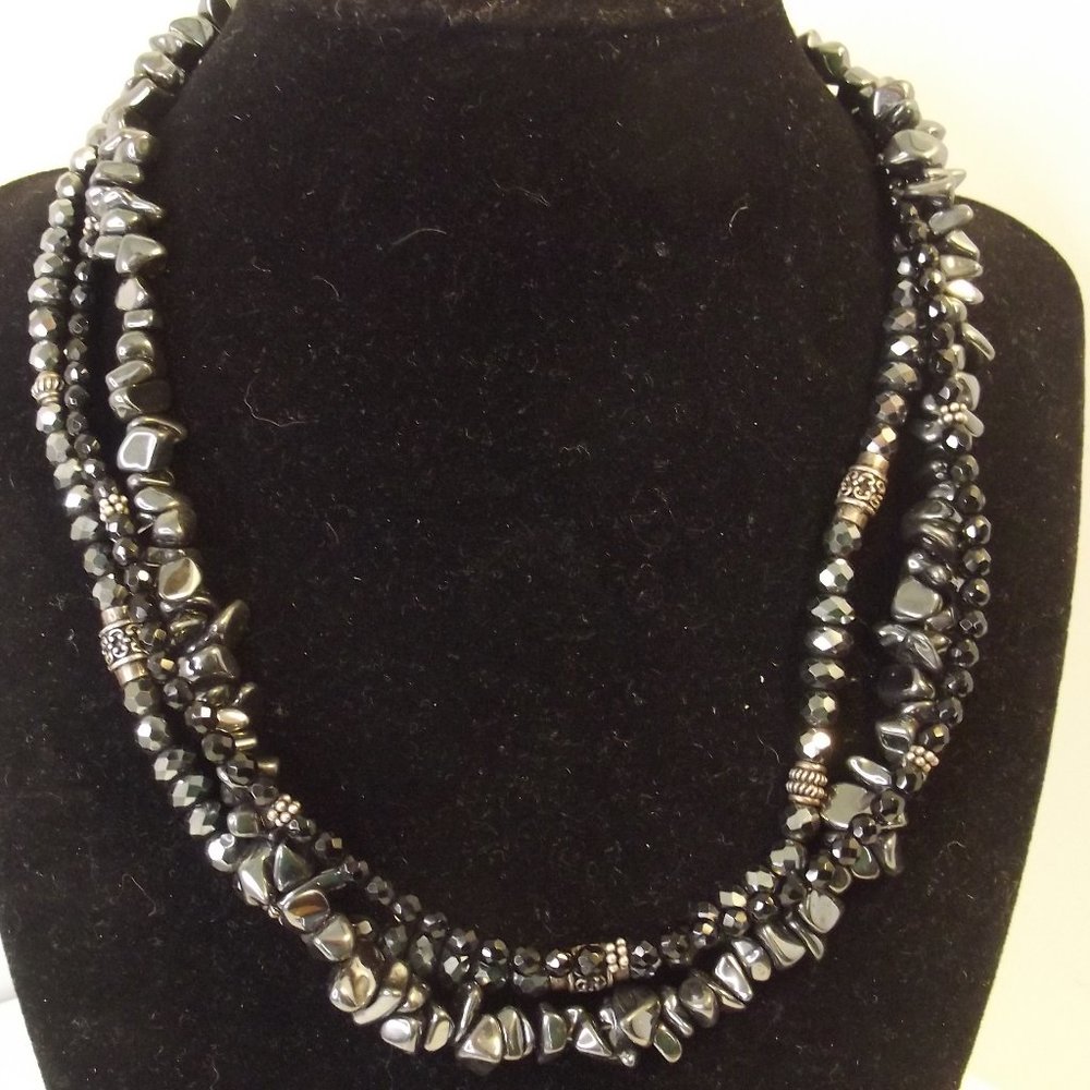 Triple Strand Hematite Necklace